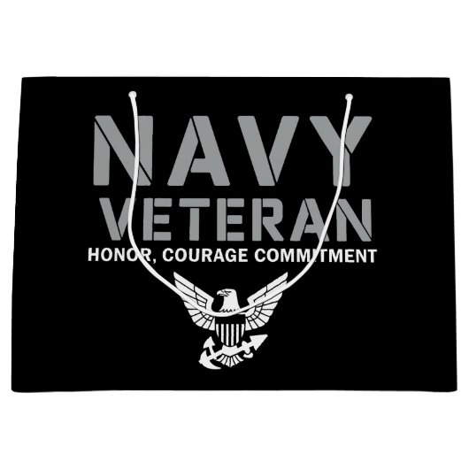 Grand Sac Cadeau US Navy Veteran Honor Courage Commitment (Devant)