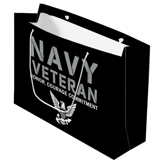 Grand Sac Cadeau US Navy Veteran Honor Courage Commitment (Devant Angle)