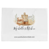 Grand Sac Cadeau Ustensiles de cuisine Nourriture Aquarelle Maison  (Dos)