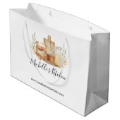 Grand Sac Cadeau Ustensiles de cuisine Nourriture Aquarelle Maison  (Dos Angle)