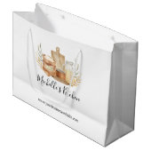 Grand Sac Cadeau Ustensiles de cuisine Nourriture Aquarelle Maison  (Devant Angle)