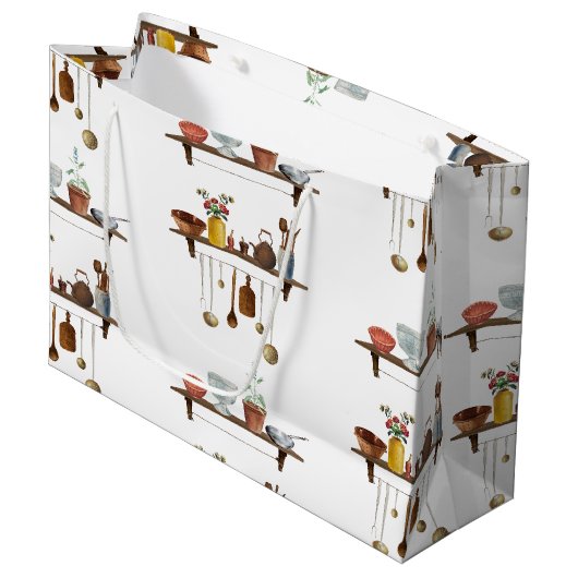 Grand Sac Cadeau Ustensiles de cuisine Retro vintage (Devant Angle)