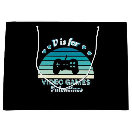 Grand Sac Cadeau V pour Jeux Vidéo pas Valentines - Funny Retro Col (Devant)