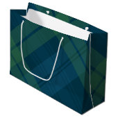 Grand Sac Cadeau Vacances classiques plaid bleu vert Noël (Devant Angle)