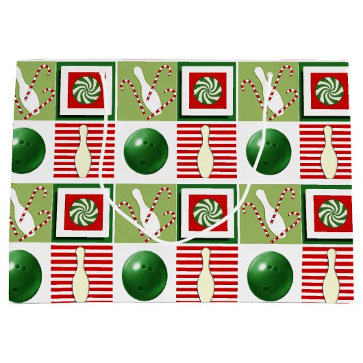Grand Sac Cadeau Vacances de Noël de Bowling (Devant)