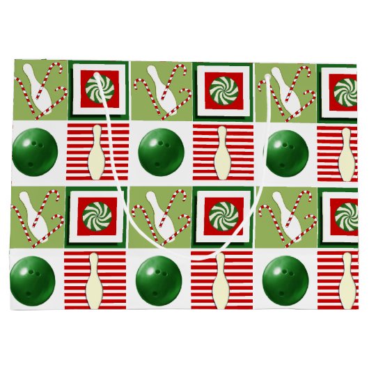 Grand Sac Cadeau Vacances de Noël de Bowling (Dos)
