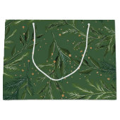 Grand Sac Cadeau Vacances de Noël de Pine Vert classique (Devant)