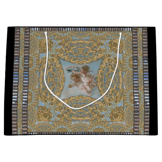 Grand Sac Cadeau Vacances de Noël des Cherubs paradisiaques  (Devant)