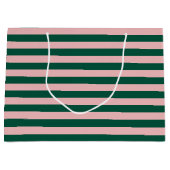Grand Sac Cadeau Vacances de Noël rayées Vert et rose (Devant)