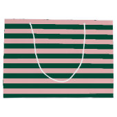 Grand Sac Cadeau Vacances de Noël rayées Vert et rose (Dos)