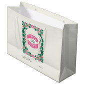 Grand Sac Cadeau Vacances rose et verte (Devant Angle)