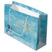 Grand Sac Cadeau Vacances Snowman Pine Tree (Devant Angle)
