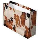 Grand Sac Cadeau Vache blanche noire Brown occidentale (Devant Angle)