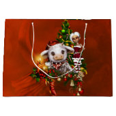 Grand Sac Cadeau Vache de Noël mignonne avec petit elfe (Devant)