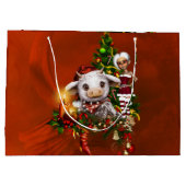 Grand Sac Cadeau Vache de Noël mignonne avec petit elfe (Dos)