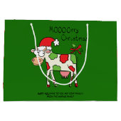 Grand Sac Cadeau Vache Drôle Caricature Noël (Dos)