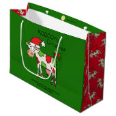 Grand Sac Cadeau Vache Drôle Caricature Noël (Devant Angle)