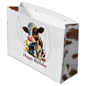 Grand Sac Cadeau Vache Joyeux Anniversaire Blancs (Dos Angle)