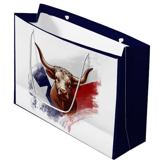 Grand Sac Cadeau Vache longhorne du Texas (Devant Angle)