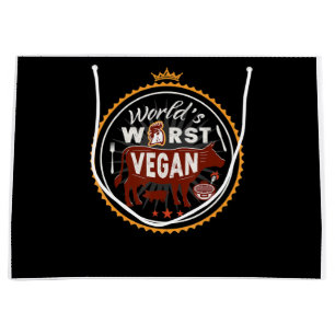 Grand Sac Cadeau Vache Mondes le plus mauvais Vegan Meat BBQ