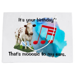 Grand Sac Cadeau Vache musicale d'anniversaire