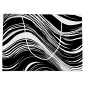 Grand Sac Cadeau Vague noire et blanche Abstraite (Dos)