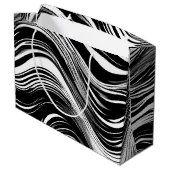 Grand Sac Cadeau Vague noire et blanche Abstraite (Dos Angle)