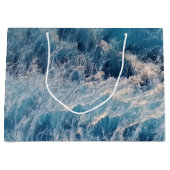 Grand Sac Cadeau Vagues bleu océan (Devant)