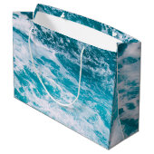 Grand Sac Cadeau Vagues de l'océan bleu (Dos Angle)