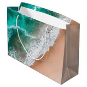 Grand Sac Cadeau Vagues sur la plage de sable (Dos Angle)