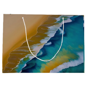Grand Sac Cadeau Vagues sur une plage de sable