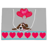 Grand Sac Cadeau Valentine Basset Hound (Devant)