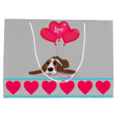 Grand Sac Cadeau Valentine Basset Hound (Dos)
