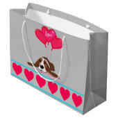 Grand Sac Cadeau Valentine Basset Hound (Dos Angle)