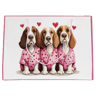 Grand Sac Cadeau Valentines Day Basset Hound Dogs