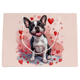 Grand Sac Cadeau Valentines Day Boston Terrier Dog