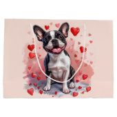 Grand Sac Cadeau Valentines Day Boston Terrier Dog (Dos)