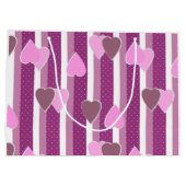 Grand Sac Cadeau Valentine's Day hearts on striped background  (Dos)