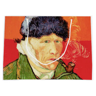 Grand Sac Cadeau Van Gogh - Autoportrait avec l'oreille bandée et p