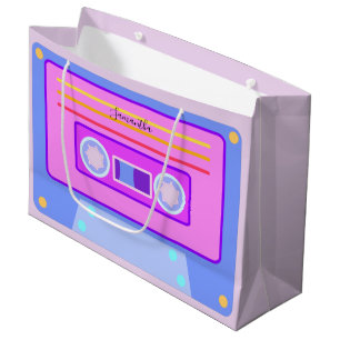 Grand Sac Cadeau Vaporwave esthétique Retro rose 90s Audio Cassett