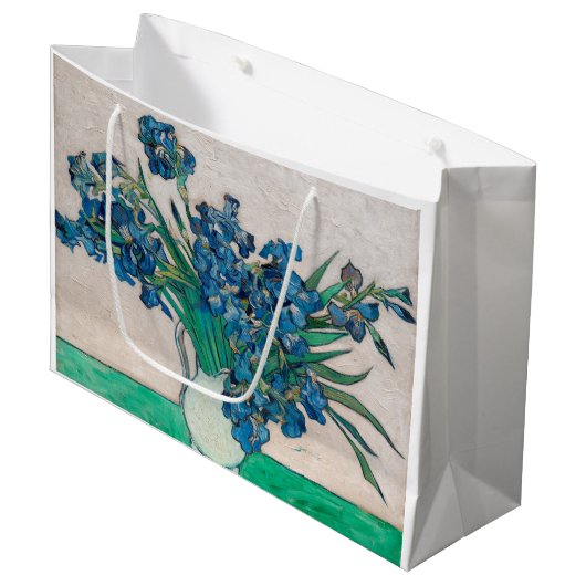 Grand Sac Cadeau Vase avec Irises, Van Gogh (Devant Angle)