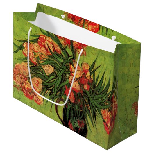 Grand Sac Cadeau Vase avec Oleanders et livres par Vincent van Gogh (Devant Angle)