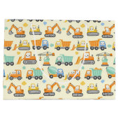 Grand Sac Cadeau Véhicules de construction de cartons mignons (Dos)