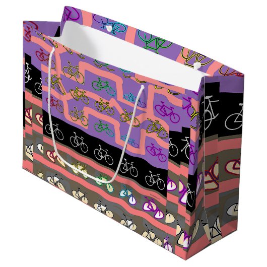 Grand Sac Cadeau Vélos multicolores (Devant Angle)