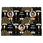 Grand Sac Cadeau Ventilateur Art déco Anniversaire Faux Parties sci (Devant)