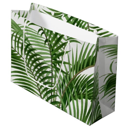 Grand Sac Cadeau Verdure tropicale Aquarelle Palm Tree Feuilles (Devant Angle)