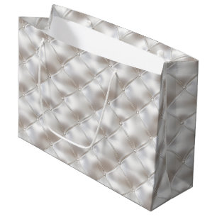 Grand Sac Cadeau Verre romantique Blanc Faux Mariage en cuir