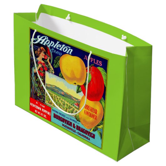 Grand Sac Cadeau vers 1900 Appleton Apples crate étiquette print (Dos Angle)