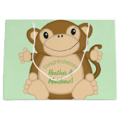 Grand Sac Cadeau Vert Baby shower singe (Devant)