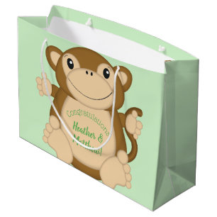 Grand Sac Cadeau Vert Baby shower singe